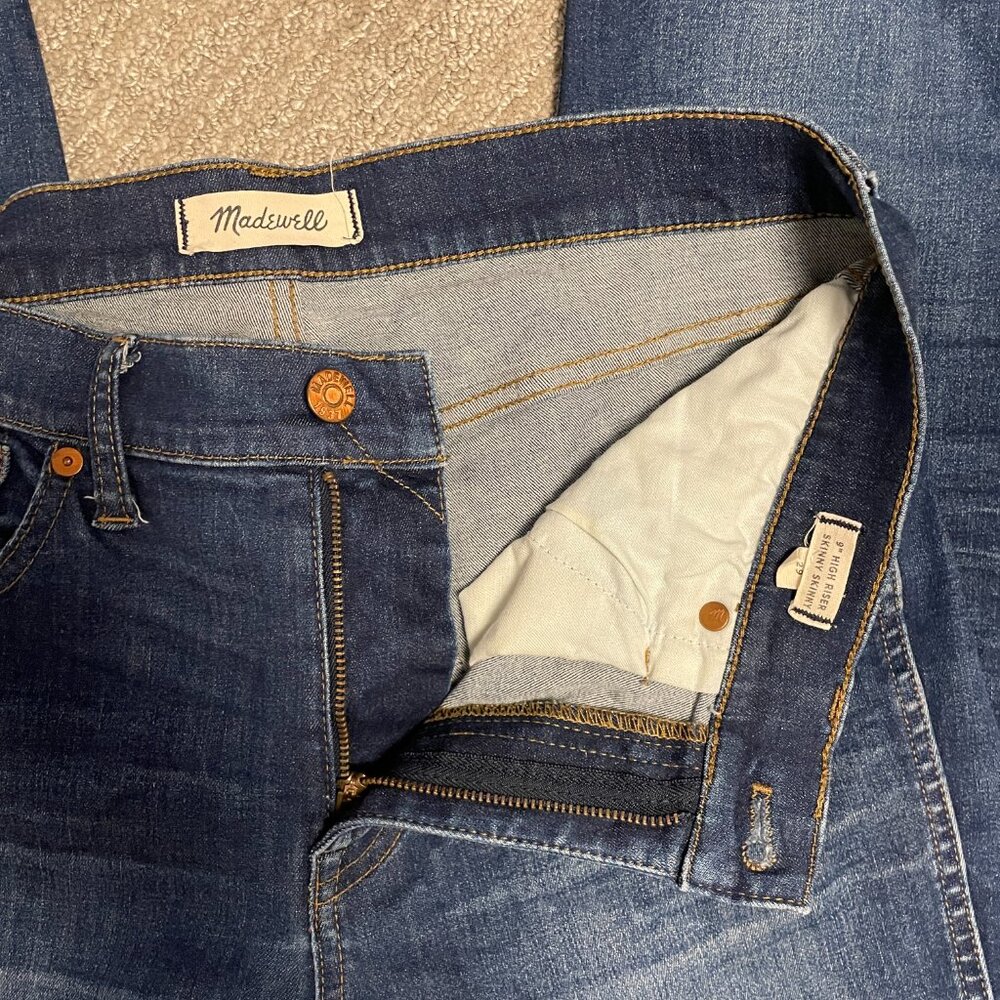 MADEWELL Jeans 9" High Riser Skinny Skinny 29 Denim Blue - Picture 6 of 9